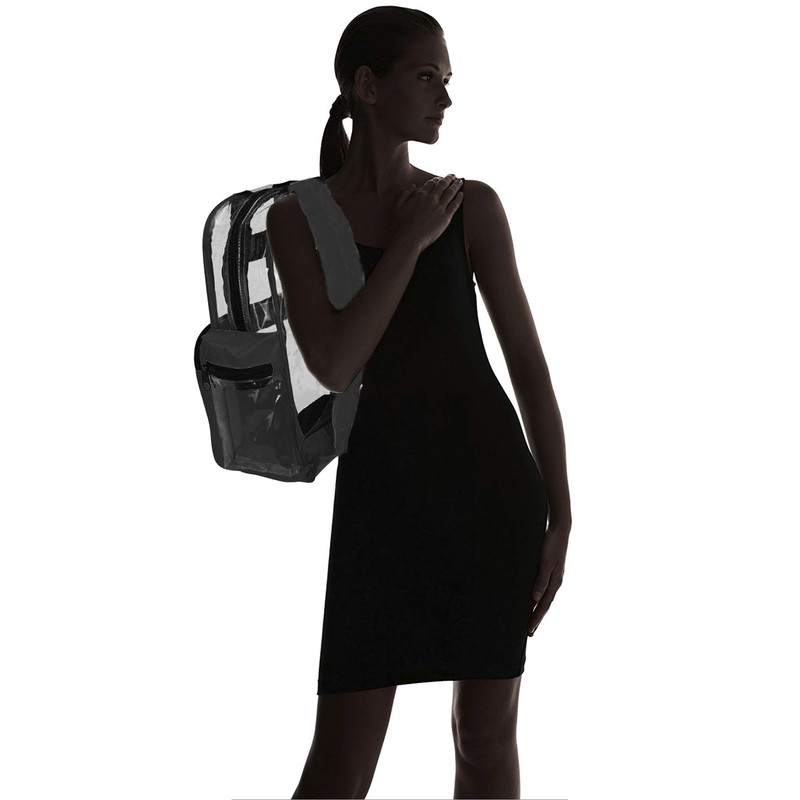 DALIX Small Clear Backpack Bag in Black