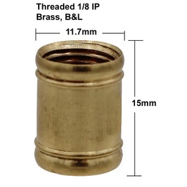 Creative Hobbies Brass Coupling 1/2 Inch Long 1/8 IP for Lamp and Light Fixture Assemlby or Repair | Pack of 6