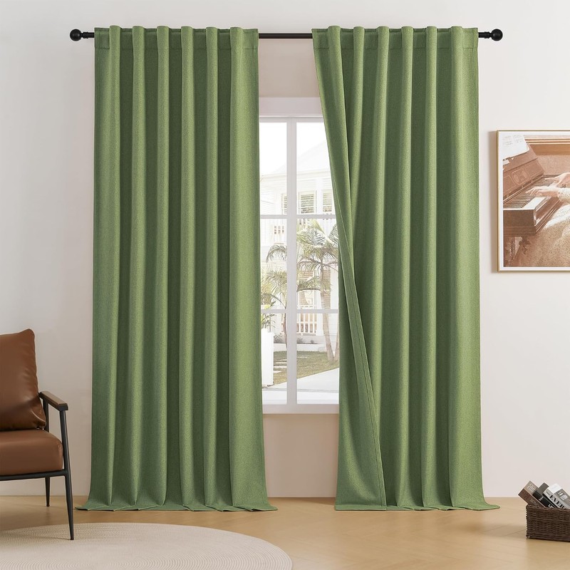 DUALIFE - Cortinas 100 opacas de lino texturizado de 84