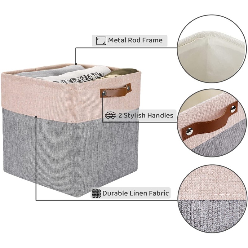 Mangata 25|28|30|33cm Fabric Storage Boxes, Set of 3 Storage Cubes(28x28x28cm,