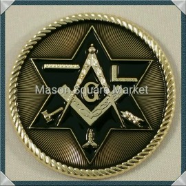 New Freemason Masonic car emblem with Working Tools Gold & Black Tone