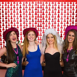 Fringe Curtain Streamers Backdrop Curtains for Bachelorette Party Decorations Wedding Bridal Shower Decor Hen Party Backgrounds Photo Shoot Props-2 Pack of 3.3x6.6ft（Red）