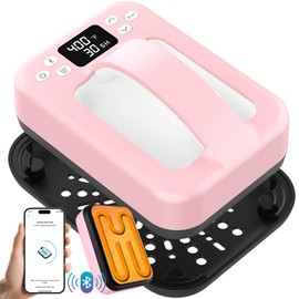 Whubefy Smart Heat Press Machine for T Shirts 7x5 Portable APP Control Easy Press Dual-Tube Fast Heat Up w/Insulated Base & Ceramic-Coated Heat Plate, Built-in Bluetooth Mini Iron for Small Projects