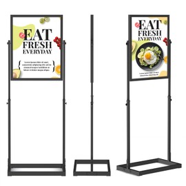 Heavy Duty Poster Stand, Double Sided 22×28 inch Metal Floor Display with Weatherproof Protection, Floor Standing Sign Holder, Durable Steel Construction for Indoor Events, Offices, Schools