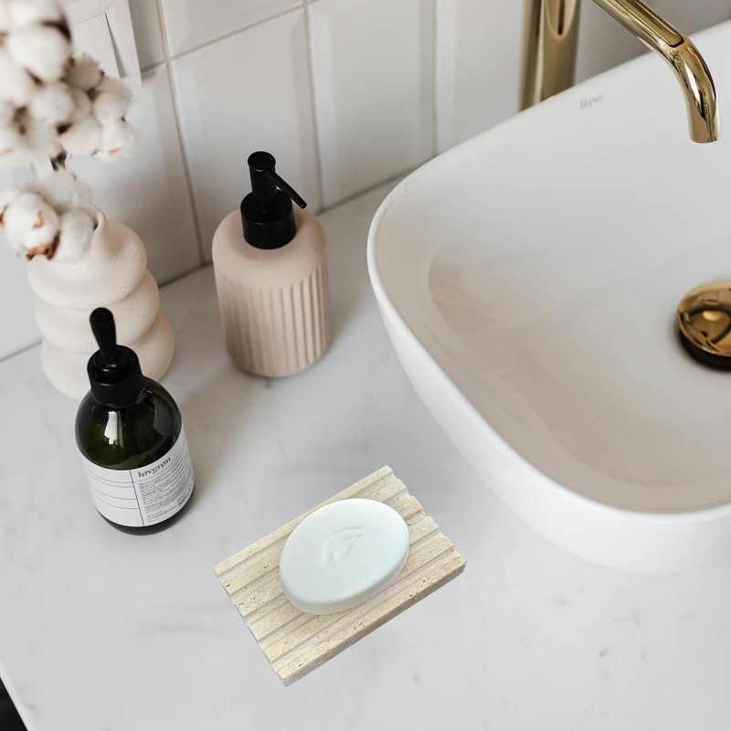 Beige Soap Dish, Natural Travertine Soap Holder, Bathroom Soap Holder,