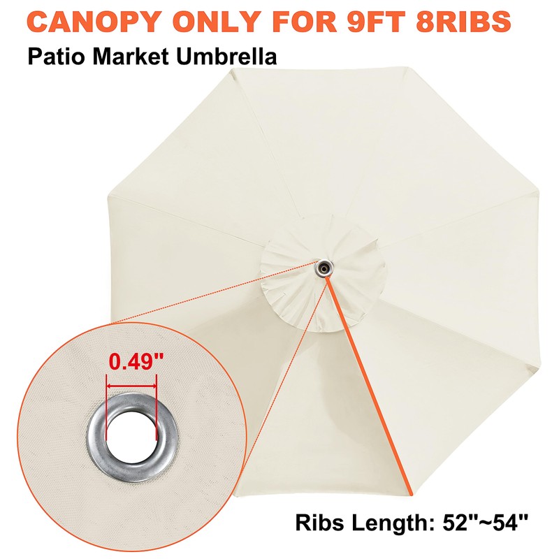 EliteShade USA 9FT Replacement Covers 8 Ribs Market Patio Umbrella