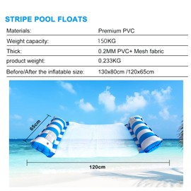 Pack of 2 Inflatable Water Hammock Swimming Bed, 4-in-1 Air Mattress Pool, Water Hammock, Pool Inflatable Hammock for Adults and Children, Swimming Pool, Beach Water Toy