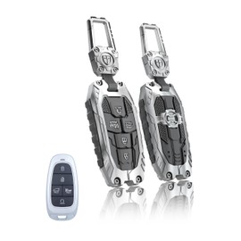 TALKMOON Key Fob Cover for Hyundai 5 Buttons Key Case,Heavy Key Shell Protector Keychain Accessories for 2024 2023 2022 Hyundai Sonata Tucson Santa fe Palisade Key Fob (Model-A-Silver)