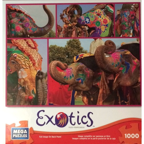 Painted Elephants 1000 Piece Exotics Mega Puzzle
