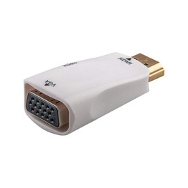 Goobay 44793 Kompakter HDMI / VGA Adapter inkl. Audio, HDMI-Stecker (Typ A) auf VGA-Buchse (15-polig) + Klinke 3,5 mm Buchse (3-Pin, Stereo) vergoldet, weiß