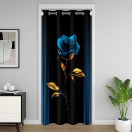 Feelyou Abstract Ombre Doorway Curtain Privacy 1 Panel, 52"x80" Romantic Rose 30%-50% Blackout Insulated Thermal Curtain Blue Black Door Cover Curtain Geometric Striped Window Treatments Room Decor