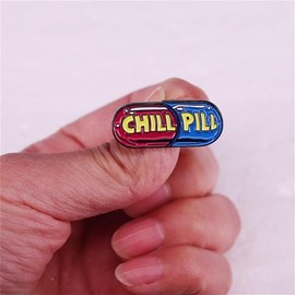 Funny Cartoon Chill Pill Enamel Pin Capsule Brooch Metal Badges Lapel Pins Brooches for Denim Jacket Backpacks Jewelry Accessories