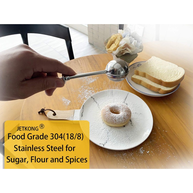 JETKONG Powdered Sugar Shaker Duster Flour Dispenser Shaker with 18/8