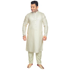 Men's Plain Soft Touch Cotton Kurta Trouser Pajama 1926 (UK, Numeric, 42, Regular, Regular, Cream)