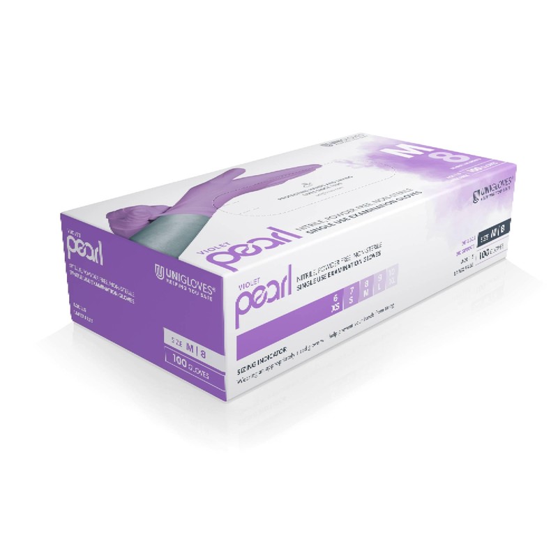 Unigloves Violet Pearl Nitrile Examination Gloves - Multipurpose, Powder Free