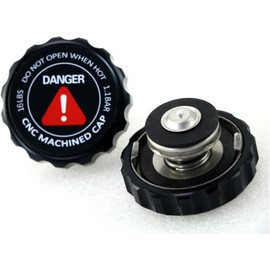 RADREPLA 1.1 Bar 16 lbs Round Billet Notch Grip Radiator Cap CNC Machined Anodize Aluminum CNC Machined Radiator Cap 1PC, Black