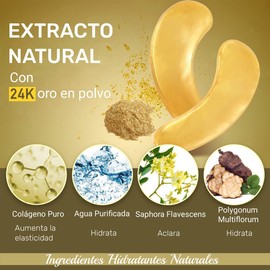 Parches para Ojos 24k Oro- 20 Pares Mascarillas de Colageno para Ojos, Contorno de Ojos Acido Hialuronico para Eliminar Ojeras, Bolsas y Arrugas en Los Ojos, Revitalice y Refresque Su Piel