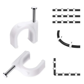 Cable Clips, 8 mm 100 Pcs Nail Clips Strong Durable White Round Cable Tacks, Wall Wire Tidy Holder Clip Management Cable Pins