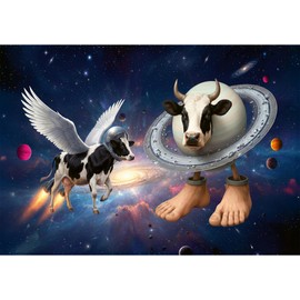 Trefl - BrainRots, Space Cow - Puzzle da 200 pezzi - Un puzzle colorato che raffigura un universo surreale, per bambini dai 7 anni in su