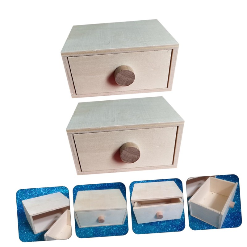OSALADI 2pcs Wooden Storage Case High Capacity Drawer Organizer for