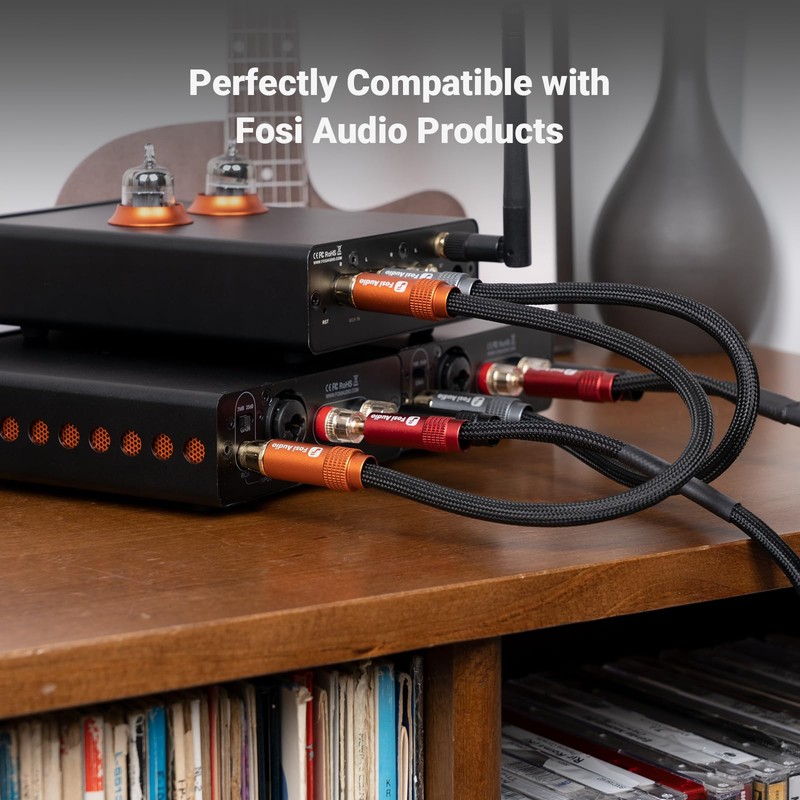 Fosi Audio 2RCA to 2RCA Cable 0.9Ft, Gold-Plated 2 RCA