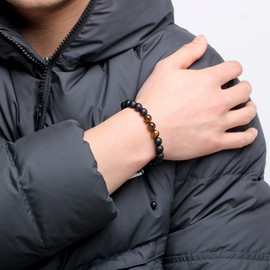 JoycuFF To My Man Gifts Tiger Eye Mens Bracelet Bead Bracelets Birthday New Year Christmas Gifts for Loved One Adjustable Bracelet for Him Father Son Husband Brother