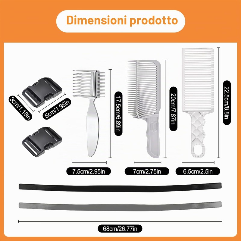 4 Pezzi Sfumatura Capelli Uomo Set 3 Pettine di Posizionamento