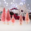 PRETYZOOM 8pcs Pink Mini Christmas Trees Bottle Brush Trees Tabletop