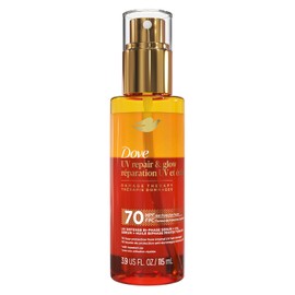 Dove Damage Therapy Defense - Suero bifásico + aceite, 1 unidad de reparación UV y brillo para 70 horas de protección del cabello, con suero ferúlico, 3.9 onzas líquidas
