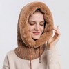Fleece Hooded Warmer Hat Knitted Winter Casual Women's Neck Warmer Dark Gray