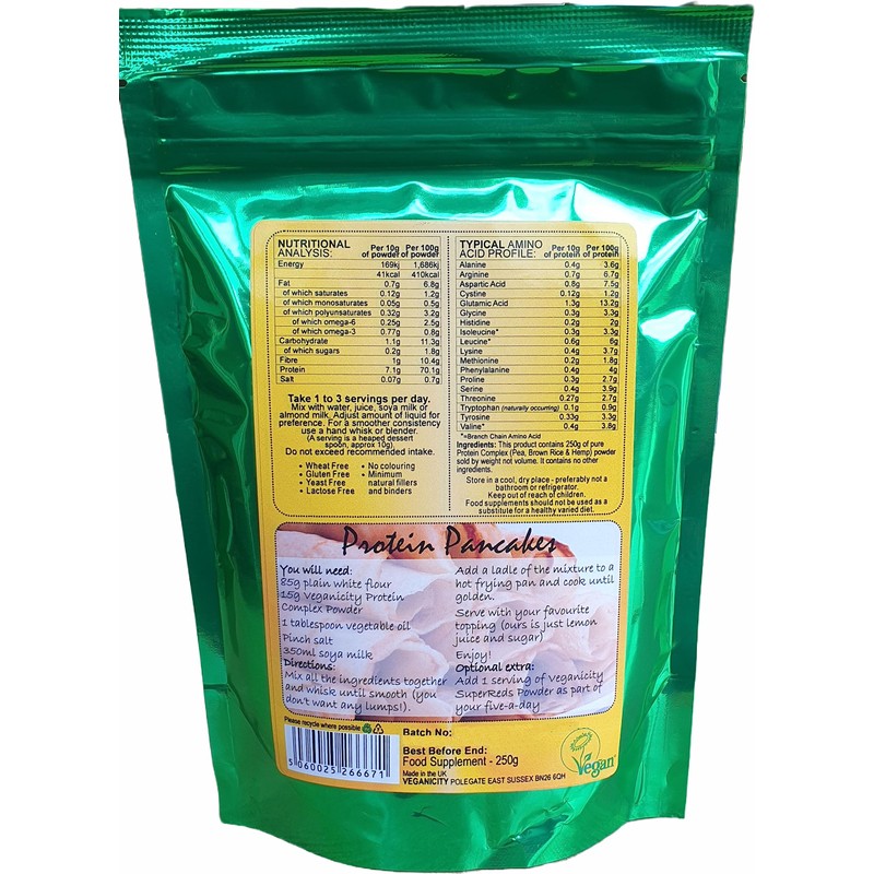 Veganicity Protein Complex Powder : Natural and Unflavoured 70% Vegan