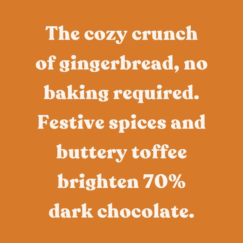 Theo Chocolate Holiday Gingerbread Toffee Organic Dark Chocolate Bar, 55%