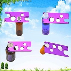 Purple Essential Oil Bottle Opener with Keychain, Colored Metal Bottles Open for Universal Glue Replacement Bottle Mouth Head Eyelash Tool Stainless Steel Roller On Caps Openers