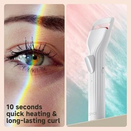 CENCI Heated Eyelash Curler Version3 60° Constant Temperature 10-Sec Quick Heating 5-Sec Shaping White Cosmetics Curling Glam Pink Soft - Color: White