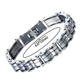 COOLSTEELANDBEYOND Heavy-Duty Stainless Steel Men's Bike Chain Bracelet Jewelry for Man Bold and Chunky