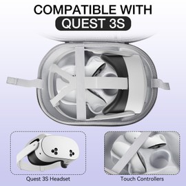 Olycism Carrying Bag Compatible with Meta Quest 3S Portable Travel Bag EVA Bag for Oculus Quest 3S Waterproof and Shockproof Protective Case for Quest 3S Handbag for Travel and Home Storage, d'Alene