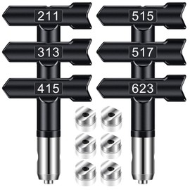 Spray Tips, 6Pcs Airless Paint Sprayer Tips Reversible Spray Tips for Airless Paint Sprayer Machine Spray Paint Nozzles for Airless Paint Spray Guns House Painting DIY (211 313 415 515 517 623)