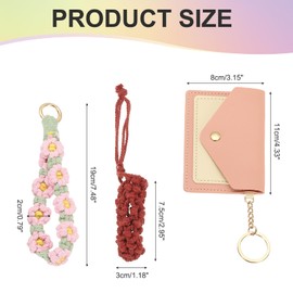 PATIKIL Keychain Wristlet Wallet, Leather RFID Blocking Credit Card Holder Slim Minimalist Wallet with Lip stick Holder Handmade Wristband Bracelet for Men Women, Pink