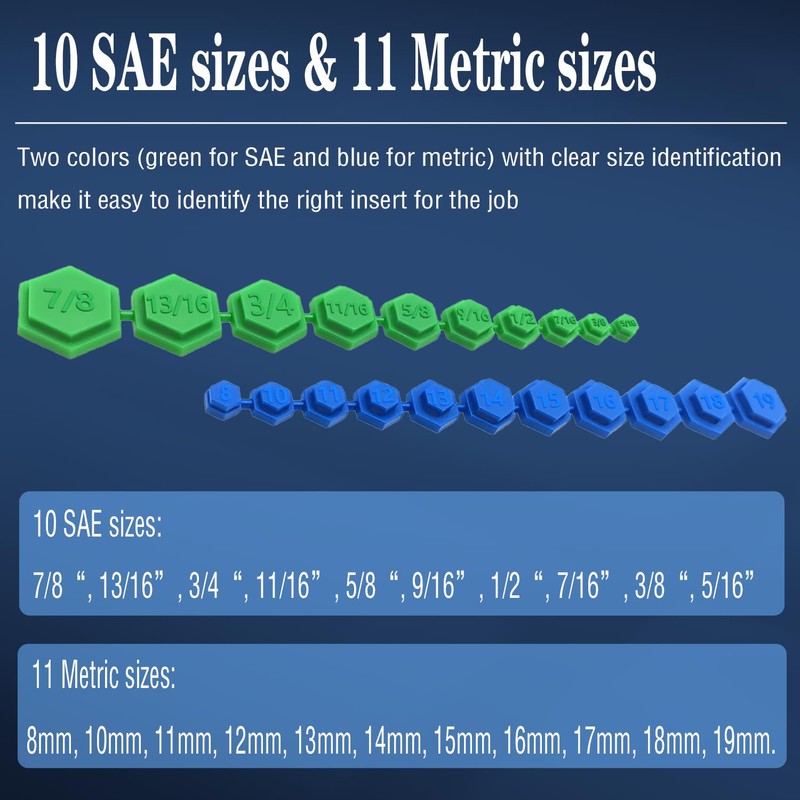JEUCLEL 21PCS Magnetic Socket Insert Adapter Set with Hexagon Profile,