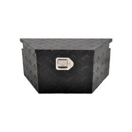 BIGREAT 26'' Inch Aluminum Trailer Tongue Tool Box Truck Bed Toolbox Truck Trailer Chest Box Underbody Storage Organizer Waterproof Square Storage Organizer w/Lock & Keys Black(‎26"Lx13.3"Wx12"H)