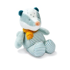 Nattou Felix and Leo Mini Cuddly Toy Polyester Badger for Newborns and Premature Babies, Integrated Rattle, Approx. 20 cm, Felix and Leo, Light Blue
