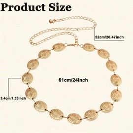 Waist Chain Belts Apparel Belt - Metal Concho Chain Belts Hollow Out Daisy Chain Belt Waist Chain Womens Adjustable Metal Belts for Women Girls Outfit Dresses Jeans Cowgirl Ornaments(Gold)