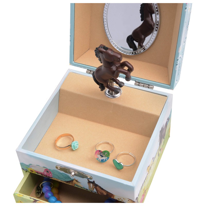Jewelkeeper Girl's Musical Jewelry Storage Box Pullout Drawer, Horse and