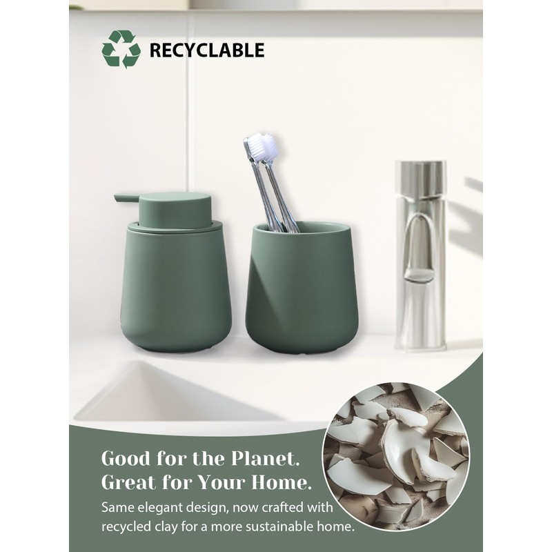 INGOFIN Ceramic Lotion Dispenser - 12oz Refillable Hand Soap Dispenser