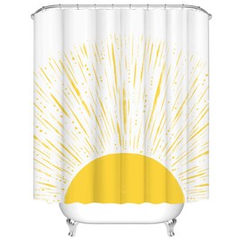 RnnJoile Sun Shower Curtain Yellow Fabric Shower Curtains Bright Sunshine Bathroom Decor with Hooks 72 x 72 inches