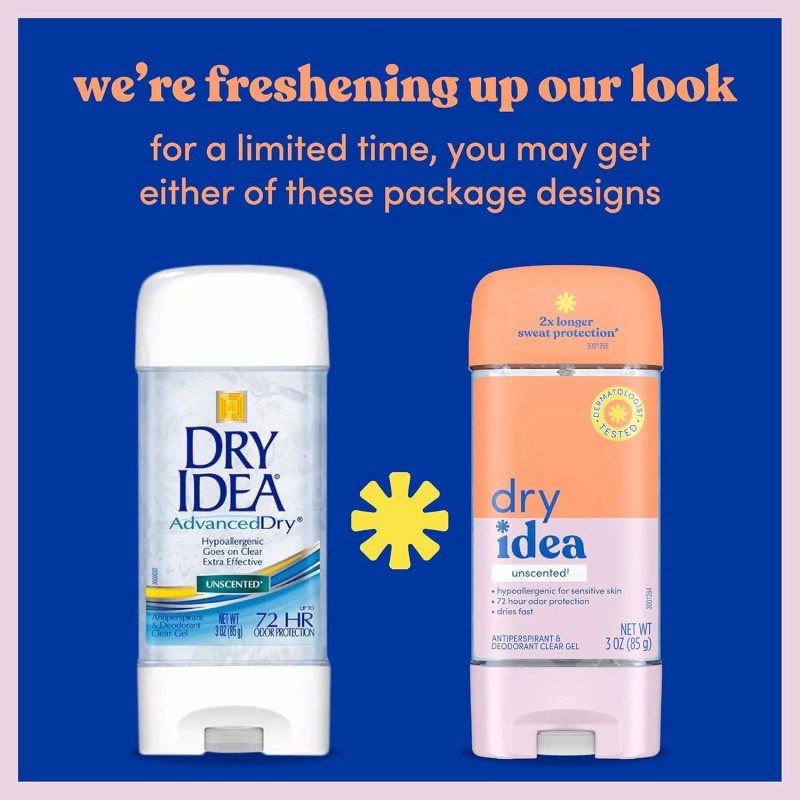 Dry Idea Advanced Unscented Antiperspirant Clear Gel 3oz each