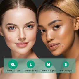 Blemish Patches - 4 Size (210 Patches) Hydrocolloid Patch Dots for Face Invisible Hydrocolloid Spot Covers, day and night 2 Version (S, count, 210)