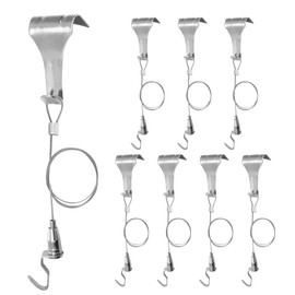 Zorfeter 14 Pack Adjustable Picture Rail Hanging System, Sturdy Picture Rail Hooks Kit 66 lbs(30KG) Max Load Wire Hooks, 3ft(1m) Cable with Loop Picture Hanging Kit for Frames Display/Silver