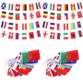 MAEXUS® Euro Football Flag Bunting Euro 2024 Pack of 2 14 x 21 cm Euro Flags 2024, 8 m 24 Countries Flag Banner for EM 2024, EM Decorative Football Fan Flags for Garden Bar
