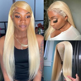Licoville 613 Lace Front Wigs Human Hair 24 Inch Long Blonde Human Hair Wig Thick Straight 150% Density Pre Plucked 613 Blonde Lace Frontal Wig 13x4 Transparent Lace
